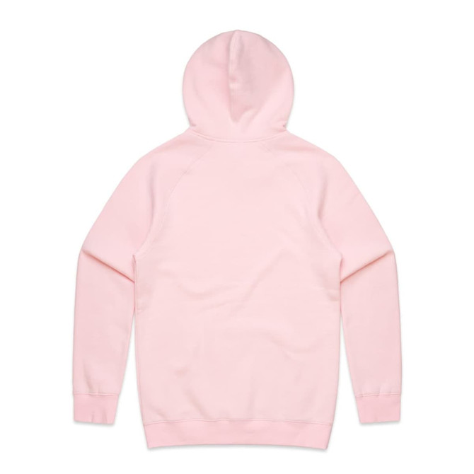A pink hoodie with a hood and raglan sleeves, featuring a plain back without any visible logos or branding.
