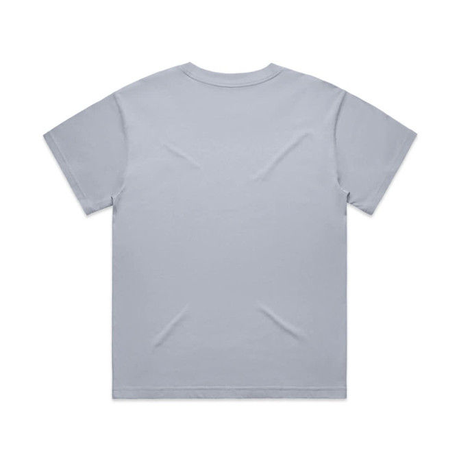 A light grey T-shirt featuring a crew neck and short sleeves, displaying a smooth back design.