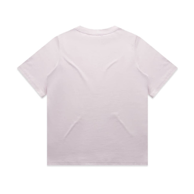 A plain white t-shirt featuring a simple design, with no visible branding or logos on the back.