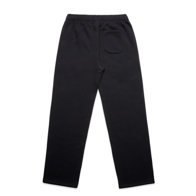Cuffless track pants in black, featuring an elastic waistband and a single back pocket. Includes a logo branding.