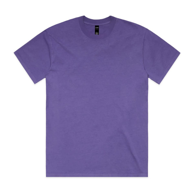 A purple Heavy Faded Tee featuring a crew neckline and short sleeves, with a label inside.