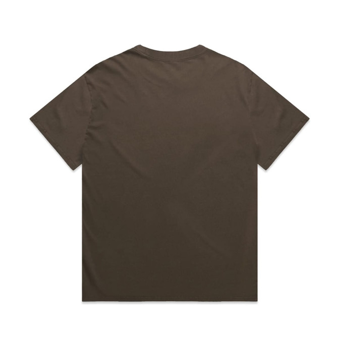 A heavy faded tee in a dark olive green colour, featuring a simple design with a logo on the back.
