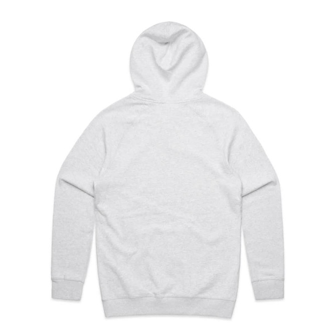 A light grey hoodie with a hood and long sleeves, featuring a plain back and ribbed cuffs.