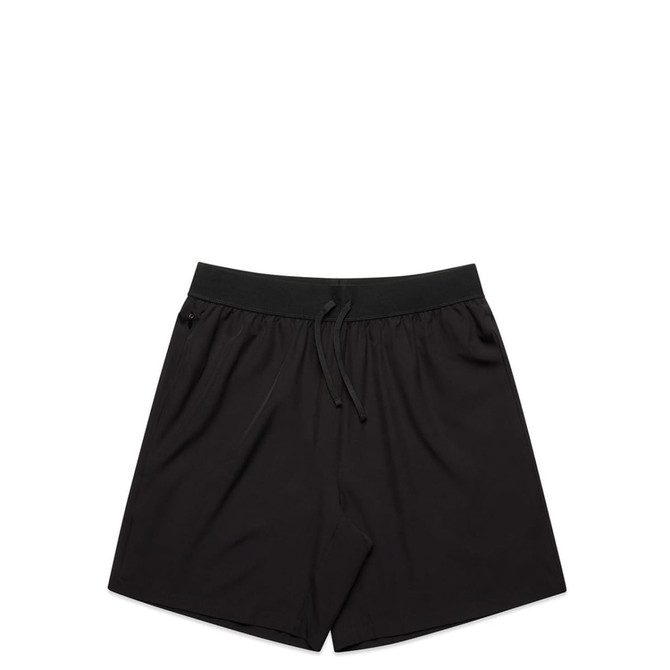 Active Pro Shorts in black, featuring an elastic waistband and drawstring. Includes a logo on one side.