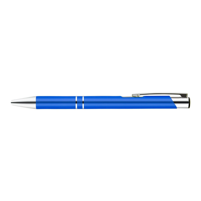 A Napier Pen in a vibrant blue color with silver accents and a sleek, modern design.