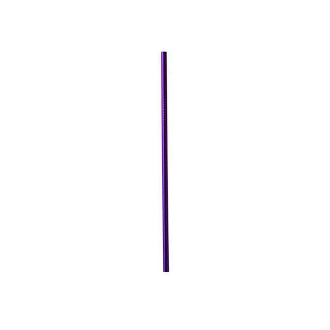 A purple stainless steel straw, featuring a smooth surface and a slight grip texture near the top.