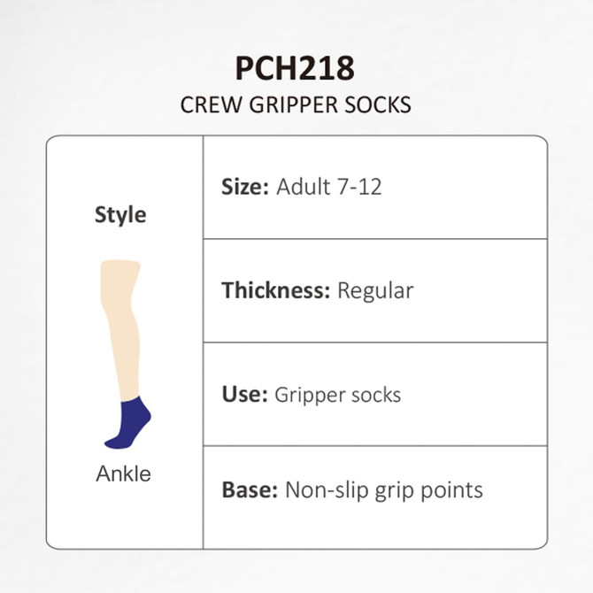 Ankle gripper socks in dark blue, featuring non-slip grip points and designed for adult sizes 7-12.