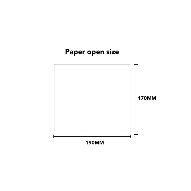 A square paper design with dimensions of 190mm by 170mm, featuring a blank surface.