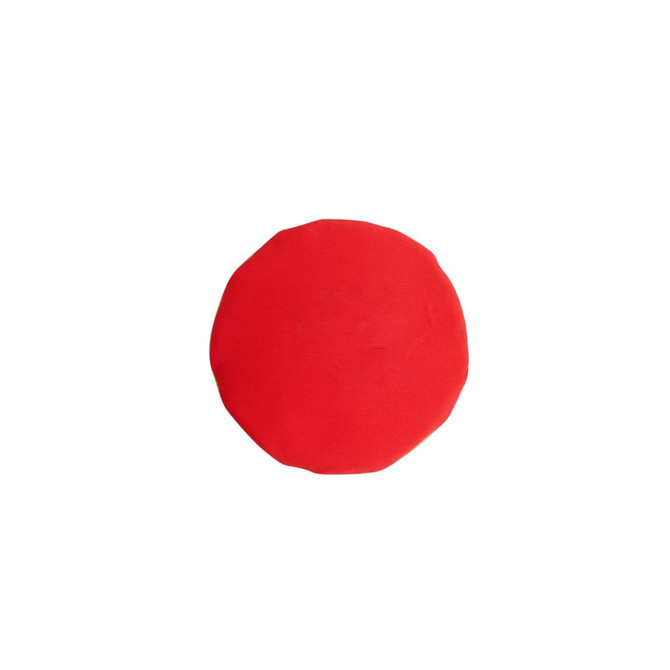 A round, red Water Bouncing Disc with a smooth surface and a simple design.