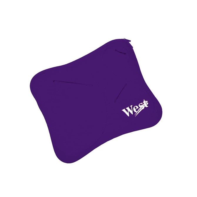 A purple Multi Pouch Laptop Bag featuring multiple compartments and a logo.
