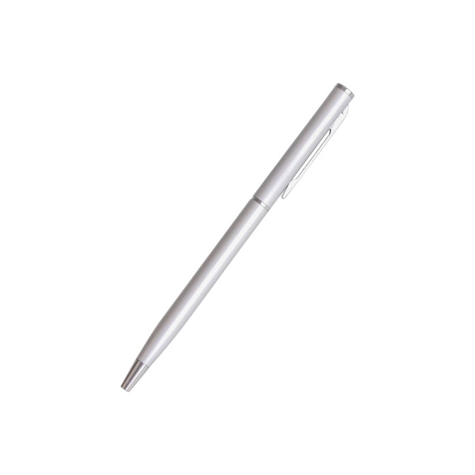 A silver Aluminium Cross Pen with a sleek design and a clip, featuring a minimalistic style.