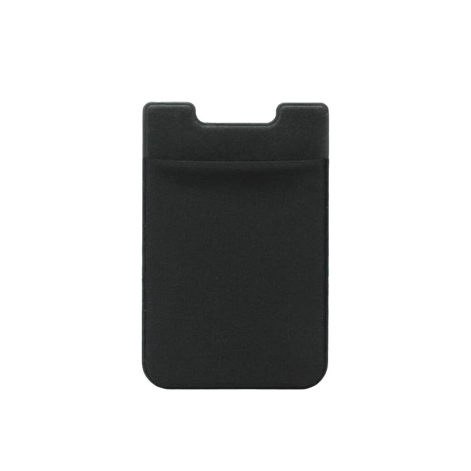 A black Lycra Smart Wallet with a slot for cards, featuring a minimalist design and no visible branding.