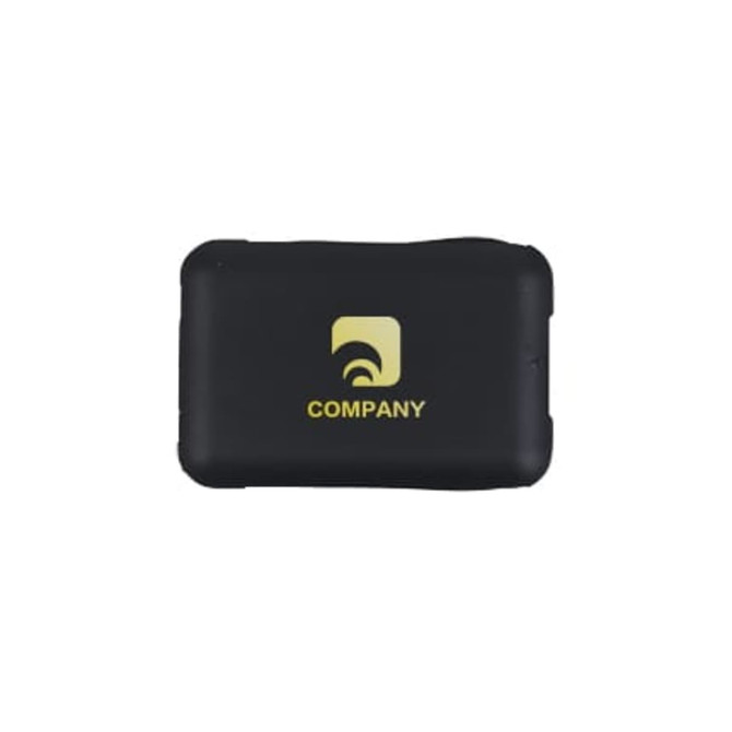 A multifunctional black cable case with a logo, designed for storing charging cables and accessories.
