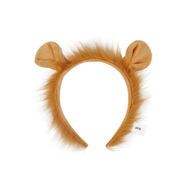 A custom animal hairband in brown featuring furry texture and ear details, designed as headwear.