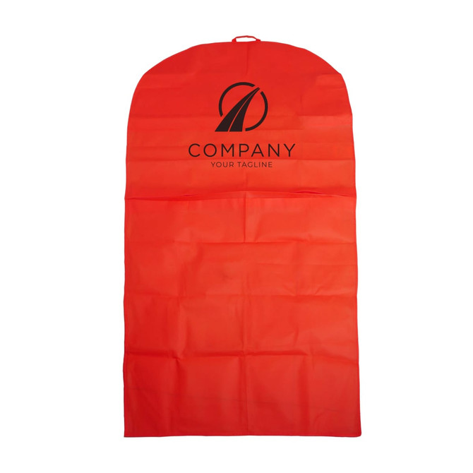 A bright red non-woven car seat cover featuring a logo, designed for leisure and outdoor use.