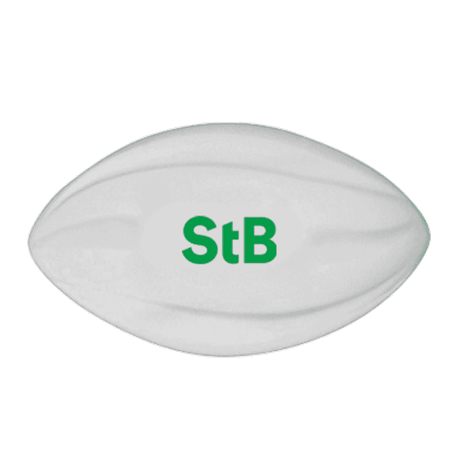 A 135mm white football with a green logo, designed for leisure and outdoor activities.