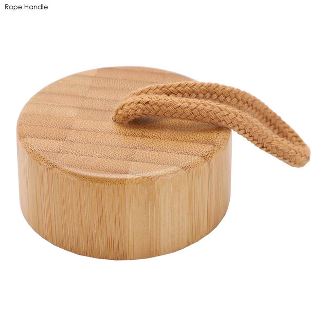 A drink bottle top made of bamboo, featuring a braided rope handle for easy carrying.
