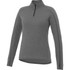 A grey women's quarter zip jumper with long sleeves and a zipper at the neck, featuring a branded logo.