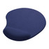 A navy blue gel mouse pad with a wrist rest, featuring a smooth surface and ergonomic design.