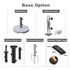 Various base options for a 4x4m wind-resistant outdoor umbrella, including marble, bolt-down, in-ground bases, and weight bags.