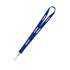 A blue cotton lanyard with a clip, featuring a logo. Suitable for holding identification or access passes.