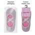 A pair of purple yoga socks with pink non-slip grips, displayed in standard packaging and with a custom header card.