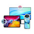 A promotional image featuring a ring selfie light with varying devices including a tablet and a monitor, all surrounded by soft lighting.
