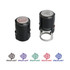 A black custom self-inking stamp with a circular top, featuring a heart design and a logo.