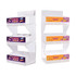 A three-level acrylic display with clear shelves and colourful promotional panels on each level.