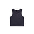 A dark navy blue active crop tank with a sleeveless design and a simple, unadorned style. It features a logo.