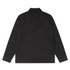 A black canvas chore jacket with a collar and long sleeves, featuring a plain back without embellishments.