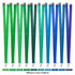A selection of polyester lanyards in various shades of green, blue, and purple, featuring clips and branding.