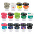 A collection of Express Cup Leviosa drink bottles in various colours, each with a black lid and a logo.