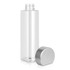 A drink bottle in clear Tritan plastic with a silver cap, featuring a flat-side design and a capacity of 660ml.