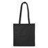 A plain black non-woven tote bag without gussets, featuring long handles and a simple design.