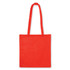 A red non-woven tote bag without a gusset, featuring long handles and a simple design.