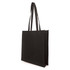 A black non-woven tote bag with a gusset and long handles, featuring a simple design and no visible branding.