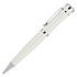 A white metal ballpoint pen with silver accents and a clip, featuring a glossy finish.