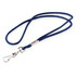 A navy blue and white lanyard cord, 4mm thick, featuring a metal clip and a transparent ID holder.