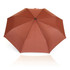 A brown 55cm folding umbrella with a solid, smooth canopy and a central button for opening. It features a logo.