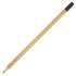 A wooden pencil with a sharpened point and a black eraser at the top. Includes a logo on the eraser.