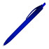 A ballpoint pen in a matte rubber finish, featuring a blue body and a simple design with a clip.