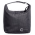 A black cooler bag with a structured shape and a logo, featuring a top handle for easy carrying.