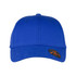 A blue organic cotton twill cap with a curved brim and a logo on the side.