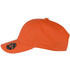 An orange organic cotton twill cap featuring a round logo on the front.