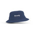 A navy Terry Toweling Bucket Hat with a logo on the front, suitable for leisure and outdoor activities.