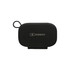 A black 3-in-1 wireless travel charger, compact and featuring a logo, designed for convenience and portability.