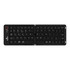 A black wireless foldable keyboard with a sleek design and a small logo on the side.