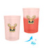 A plastic stadium cup featuring a colour-changing design, with a graphic of a cartoon character in yellow and red.