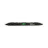 A magnetic torpedo level in black with a green bubble and a logo.